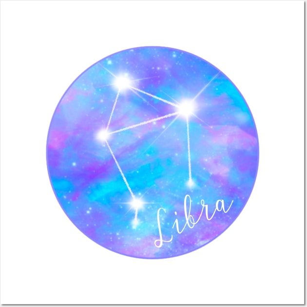 Libra zodiac sign test. Constellation on galaxy background Wall Art by Orangerinka